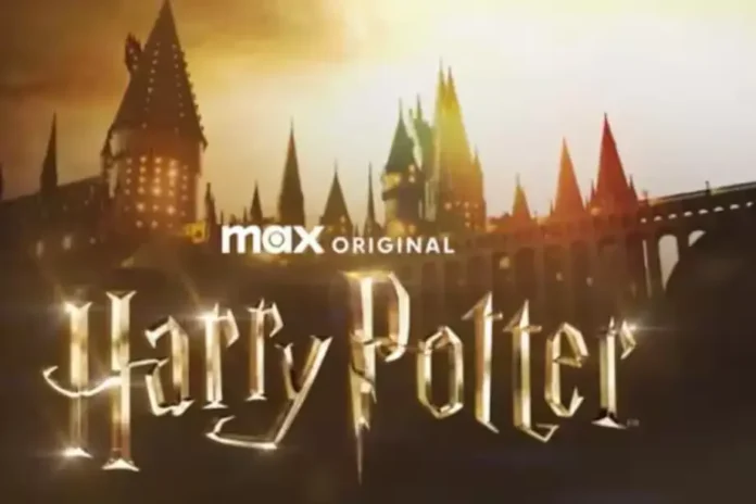 Logo de HBO Max con la imagen de Harry Potter anunciando la nueva serie.