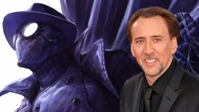 Nicolas Cage en el set de grabación de 'Spider-Man Noir', con su icónica gabardina.