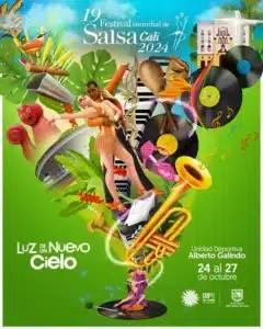 afiche oficial de nuestro Festival Mundial de Salsa de Cali, luz de un nuevo cielo.