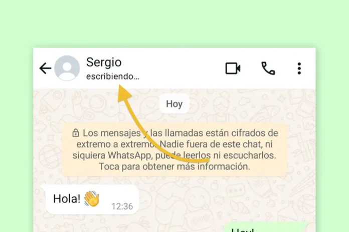 Interfaz de WhatsApp mostrando la nueva funcionalidad sin 'Escribiendo...'.